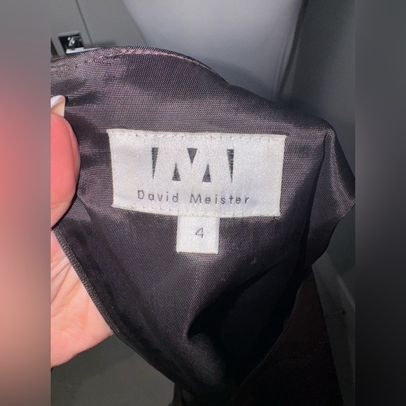 David Meister Brown Leather Sheath Dress/Size 4 - Picture 7 of 9